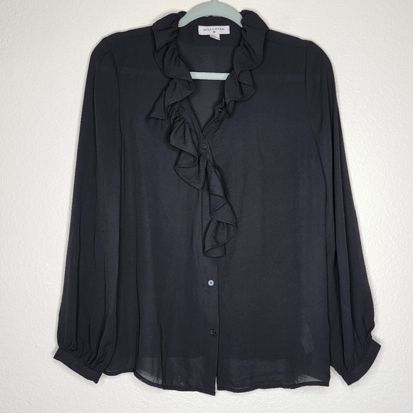 Nili Lotan x Target Black Ruffle Blouse M - Picture 3 of 6